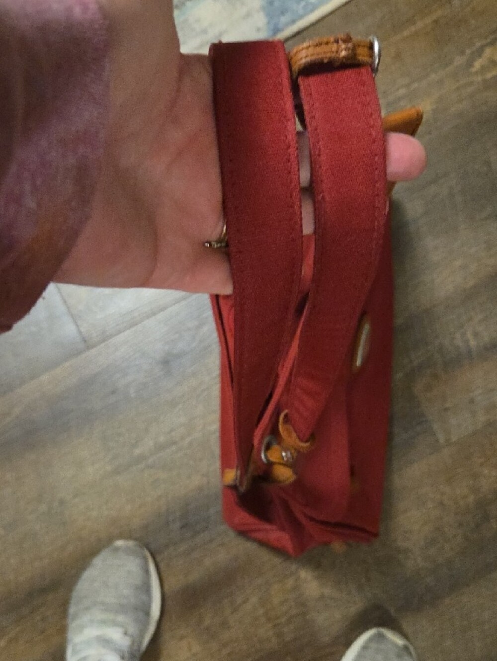 Roots Maroon Canvas Shoulder Bag with Brown Leather Accents - Picture 11 of 13